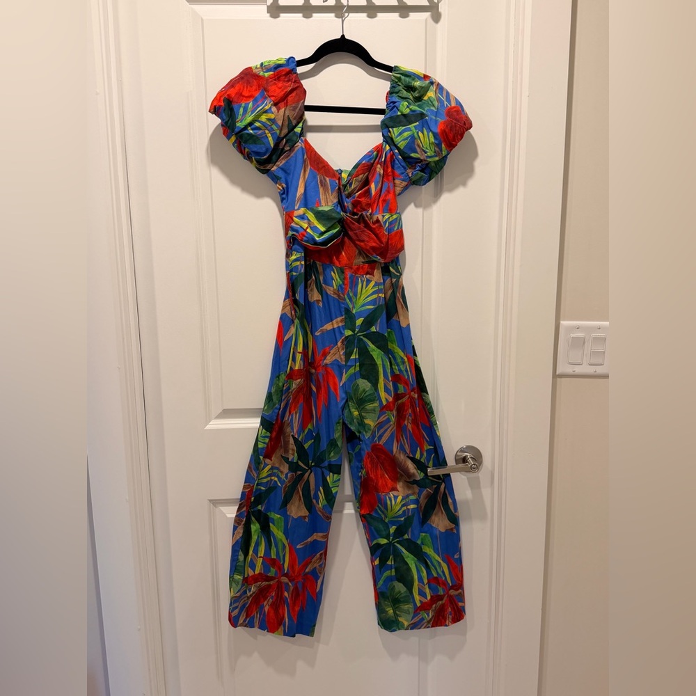 Zara Tropical Print Jumpsuit - Red, Green, Blue